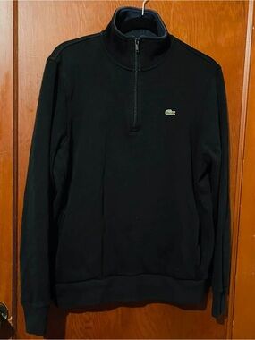 Lacoste Black Quarter-Zip Sweatshirt Size XL